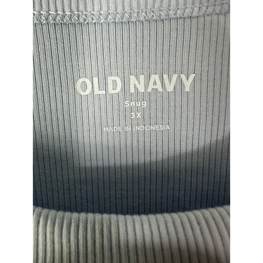 Old Navy Snug Tee Womens 3X Light Blue Pullover Crew Ribbed Casual Stretch Top - Picture 2 of 5